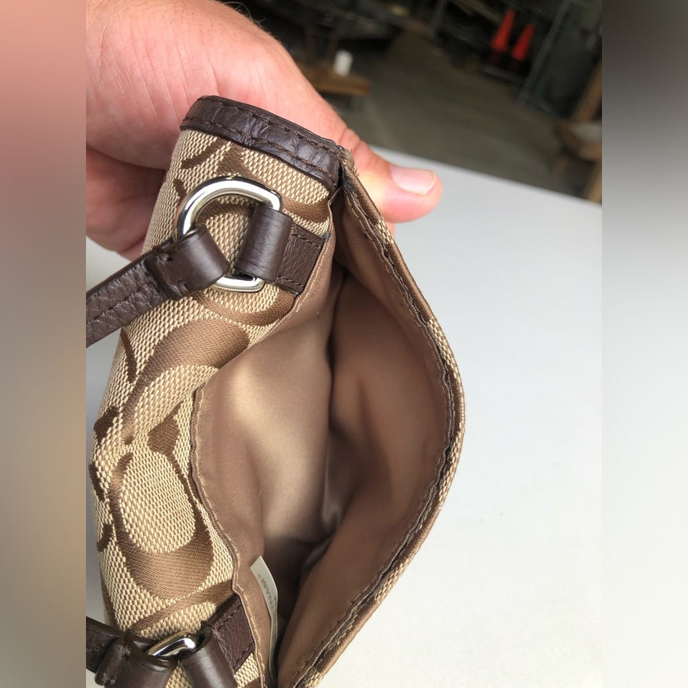 Coach Avery Signature Mini Signature canvas in khaki/brown Crossbody - Picture 9 of 15